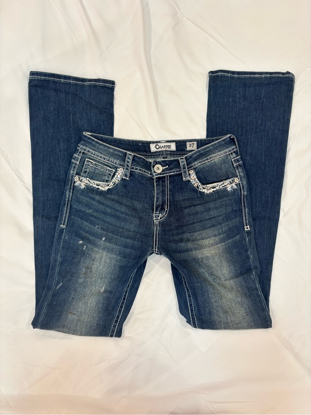 Charme Y2K Embellished Dark Wash Bootcut Jeans Size 27